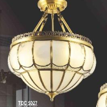 SN - TĐC 5027: Đèn thả đồng - KT: Ø400mm*H450mm - Đèn chân E14*4 bóng( tính riêng)