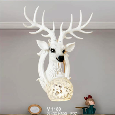 SN - V 1180: Đèn gắn tường 1 bóng hình đầu hưu - KT: Ø400mm x H500mm - Bóng đèn E27 x 1