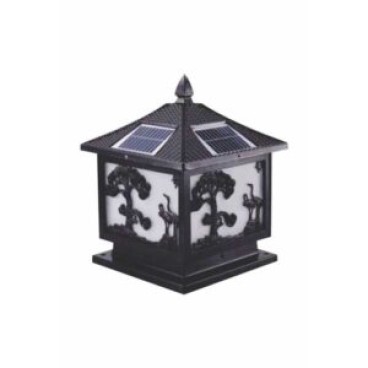 SOLAR - 22: Đèn gắn đầu trụ NLMT - KT: Mái 300mm - Đế: 300mm x H360mm - Đèn LED 5W, ánh sáng đổi 3 màu + Đèn E27 x1