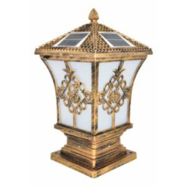 SOLAR - 36: Đèn gắn đầu trụ NLMT - KT: Mái 250mm - Đế: 195mm x H440mm - Đèn LED 5W