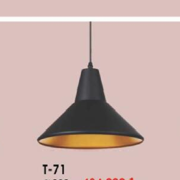 VE - T- 71: Đèn thả đơn, chao đen - KT: Ø280mm - Bóng đèn E27 x 1 bóng