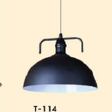VE - T - 114: Đèn thả đơn, chóa đen - KT: Ø 330mm x H270mm - Bóng đèn E27 x 1