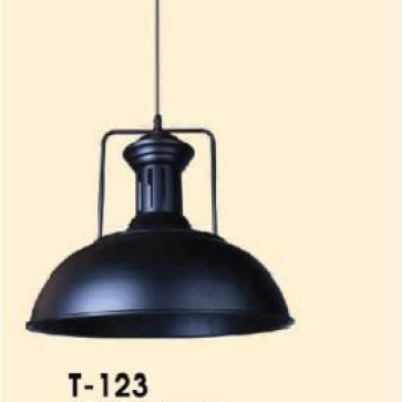 VE - T - 123: Đèn thả đơn, chao đen - KT: Ø 410mm x H250mm - Bóng đèn E27 x 1 bóng