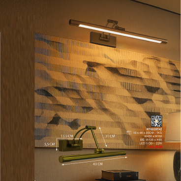 RT6039T42: Đèn rọi tranh/gương - KT: W430mm x H150mm - Đèn LED 22W ánh sáng đổi 3 màu