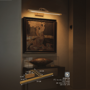 RT6037T58: Đèn rọi trang/gương- KT: W240mm x L570mm - Đèn LED  27W ánh sáng đổi 3 màu