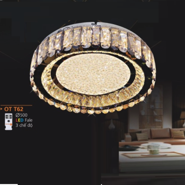 AD - OT T62: Đèn áp trần Phale LED - KT: Ø500mm - Đèn LED đổi 3 màu