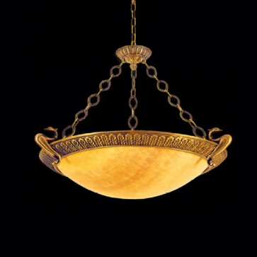 HF - TĐ 1109L: Đèn thả đồng chao đá - KT: Ø830mm x H630mm +450mm - Bóng đèn chân E27 x 6 bóng