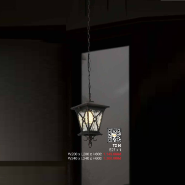 35 - TD16: Đèn thả đơn - KT: L240mm x W240mm x H600mm -  Bóng đèn E27 x 1