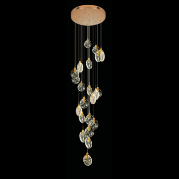 HF - TL 1602/23:  Đèn thả dây chao thuỷ tinh - KT: Ø600mm x H2500mm - Đèn LED 3W x 23 bóng ánh sáng vàng  - Remote