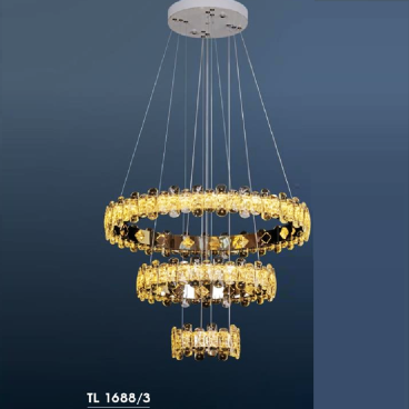 HF - TL 1688/3: Đèn thả 3 vòng LED Phale - KT: Ø(600+400+200)mm x H1200mm - Đèn LED đổi 3 màu - Remote