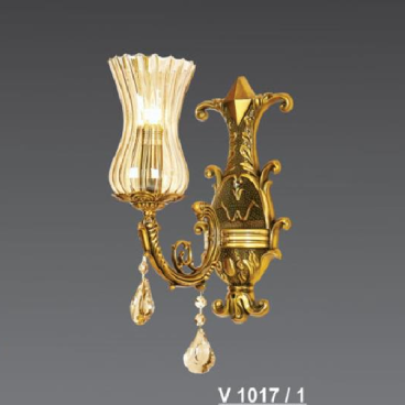 SN - V 1017/1: Đèn gắn tường 1 bóng, chao thủy tinh - KT: Ø160mm x H430mm - Bóng đèn E14 x 1