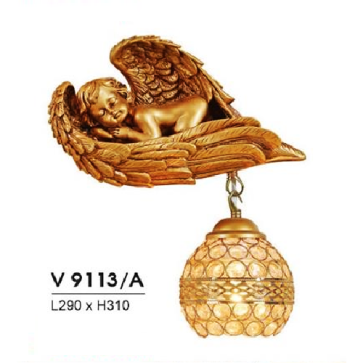 HF - V  9113/A: Đèn gắn tường 1 bóng - KT: L290mm x H310mm - Đèn chân E27 x 1 bóng