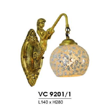 HF - VC 9201/1: Đèn gắn tường 1 bóng - KT: L140mm x H280mm - Đèn chân E27 x 1 bóng