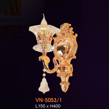 VE - VN - 5053/1: Đèn vách nến chao thủy tinh - KT: L150mm x H400mm - Đèn LED + E14 x 1 bóng