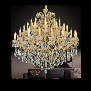 VE - CN - 5128/45: Đèn chùm Phale nến 45 tay - KT: Ø1500 mm  x H950mm - Bóng đèn nến chân E14 x 45 bóng