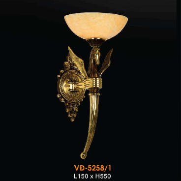 VE - VĐ -  5258/1: Đèn vách đồng chao đá - KT: L150mm x H550mm - Đèn chân E27 x 1 bóng