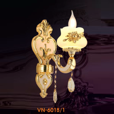 VE - VN - 6018/1: Đèn vách nến chao thủy tinh - KT: L130mm x H360mm - Đèn E14 x 1 bóng