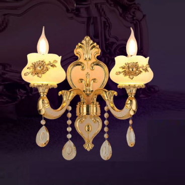 VE - VN - 6018/2: Đèn vách nến đôi, chao thủy tinh - KT: L320mm x H400mm - Đèn chân E14 x 2 bóng