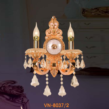 VE - VN - 8037/2: Đèn vách nến đôi, chén thủy tinh - KT: L350mm x H350mm - Đèn  E14 x 2 bóng
