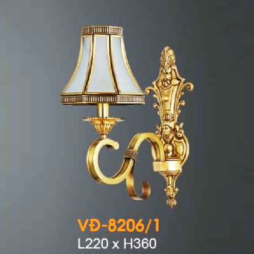 VE - VĐ - 8206/1: Đèn vách đồng  - KT: L220mm x H360mm - Đèn chân E14 x 1 bóng