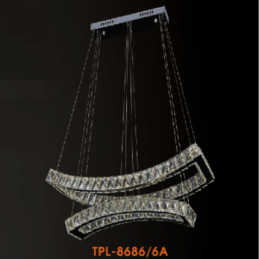 VE - TPL - 8686/6A: Đèn thả 2 vòng LED Phale - KT: L500mm xW270mm x H1000mm - Đèn LED đổi 3 màu - Remote