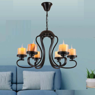 VE - T - 8781/6: Đèn chùm thả Cafe 6 tay - KT: Ø600mm x H700mm - Bóng đèn E27 x 6 bóng
