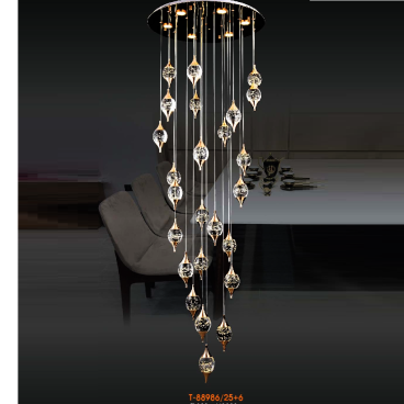 VE -  T - 88796/25+6:  Đèn thả dây chao bi giọt nước LED - KT: Ø600mm x H3000mm - Đèn LED ánh sáng vàng 3000K