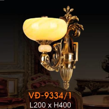 VE - VĐ -  9334/1: Đèn vách đồng chao đá - KT: L200mm x H400mm - Đèn chân E27 x 1 bóng