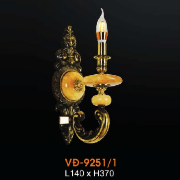 VE - VĐ -  9251/1: Đèn vách đồng chén đá - KT: L140mm x H370mm - Đèn chân E14 x 1 bóng