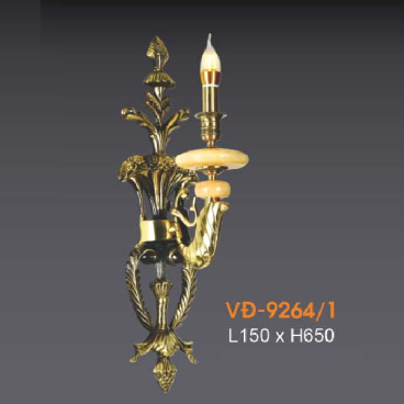 VE - VĐ -  9264/1: Đèn vách đồng chén đá - KT: L150mm x H650mm - Đèn chân E14 x 1 bóng