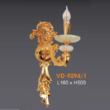 VE - VĐ -  9294/1: Đèn vách đồng chén đá - KT: L160mm x H500mm - Đèn chân E14 x 1 bóng