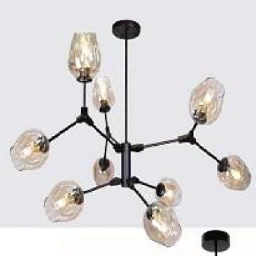 VE-T-2705/9 B đen: Đèn chùm bi màu đen khói 9 bóng , KT: Ø1100m*H800mm, đèn E27*9 bóng tính riêng