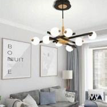 VE - T 7718/8: Chùm LED đổi 3 màu 8 bóng, KT: Ø680mm*H400mm