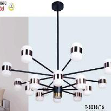 VE -T-8018/16: Đèn chùm LED 16 bóng đổi 3 màu, KT: Ø1000mm*H700mm,