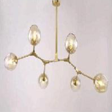 VE-T-882/6 : Đèn chùm bi màu trà 6 bóng , KT: Ø800m*H800mm, đèn E27*6 bóng tính riêng