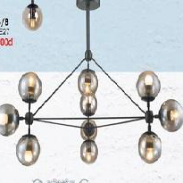 VE -T- 9283/10: Chùm bi 10 bóng chao màu trà, KT: Ø1000mm*H 800mm - Bóng E27*10 bóng tính riêng
