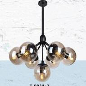 VE - T- 9283/7: Chùm bi 7 bóng chao màu trà, KT: Ø600mm - Bóng E27*7 bóng tính riêng