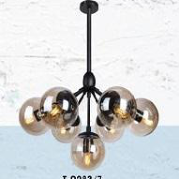 VE - T- 9283/7: Chùm bi 7 bóng chao màu trà, KT: Ø600mm - Bóng E27*7 bóng tính riêng