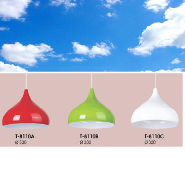 VE - T- 8110: Đèn thả đơn chao nhựng sơn màu (A: Đỏ/B: xanh lá/C: trắng) - KT: Ø300mm - Bóng đèn E27 x 1