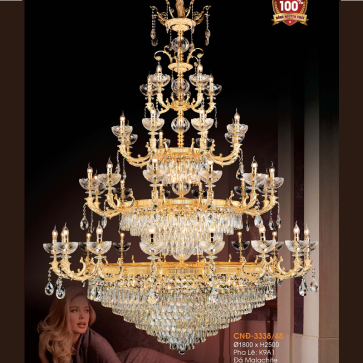 VE - CNĐ - 3338/43: Đèn chùm nến 43 tay -  KT: Ø1800mm x H2500mm - Bóng đèn nến chân E14 x 43 bóng