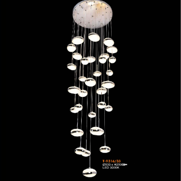 VE - T - 9316/33:  Đèn thả dây chao bi LED - KT: Ø500mm x H2500mm - Đèn LED ánh sáng vàng 3000K