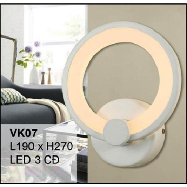 35 - VK07: Đèn gắn tường LED - KT: L190mm x H270mm - Đèn LED đổi 3 màu