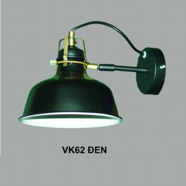 35 - VK62 Đen: Đèn gắn tường 1 bóng - KT: Ø210mm x H220mm - Bóng đèn E27 x 1