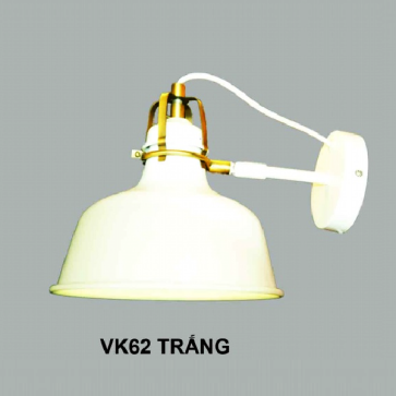 35 - VK62 Trắng : Đèn gắn tường 1 bóng - KT: Ø210mm x H220mm - Bóng đèn E27 x 1