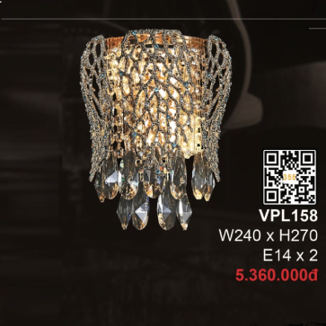 3 - VPL158: Đèn ốp tường Phale - KT: W240mm x H270mm - Bóng đèn E14 x 2 bóng