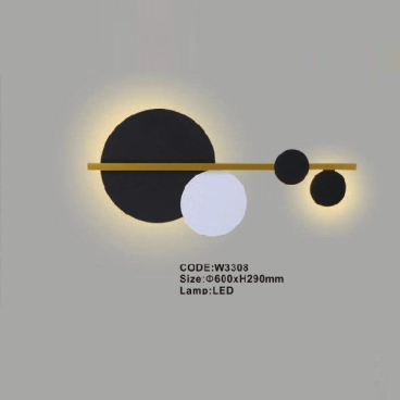 CODE: W3308: Đèn gắn tường chao thủy tinh - KT: Ø600mm x 290mm - Đèn LED