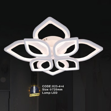 CODE: X23 - 4 + 4: Đèn áp trần LED Mica 8 cánh - KT: Ø720mm - Đèn LED đổi 3 màu