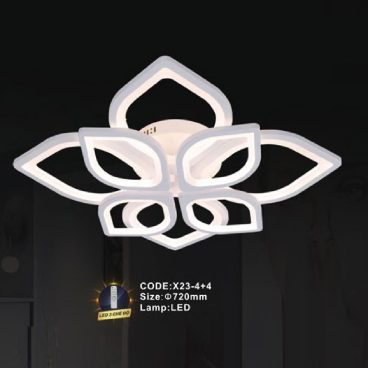 CODE: X23 - 4 + 4: Đèn áp trần LED Mica 8 cánh - KT: Ø720mm - Đèn LED đổi 3 màu