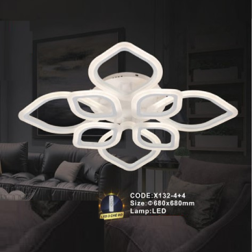CODE: X32- 4+4: Đèn áp trần LED Mica 8 cánh - KT: Ø680mm x 680mm - Đèn LED đổi 3 màu