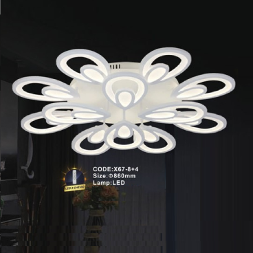 CODE: X67- 8+4: Đèn áp trần LED Mica 12 cánh - KT: Ø860mm - Đèn LED đổi 3 màu